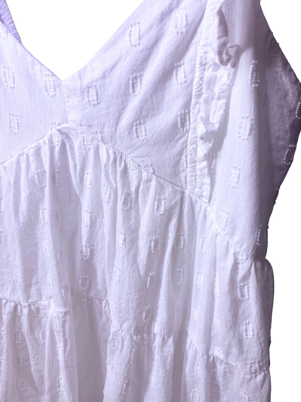 ALTAR'D STATE White Dress Swiss Dot Tiered Babydoll Mini L Coquette - Picture 4 of 5